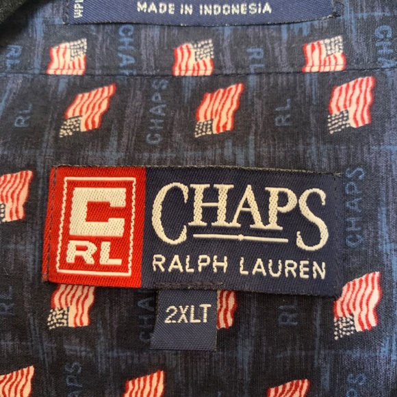 Chaps Ralph Lauren Mens Flag Print Button Down Shirt 2XLT Patriotic Americana - Picture 5 of 14